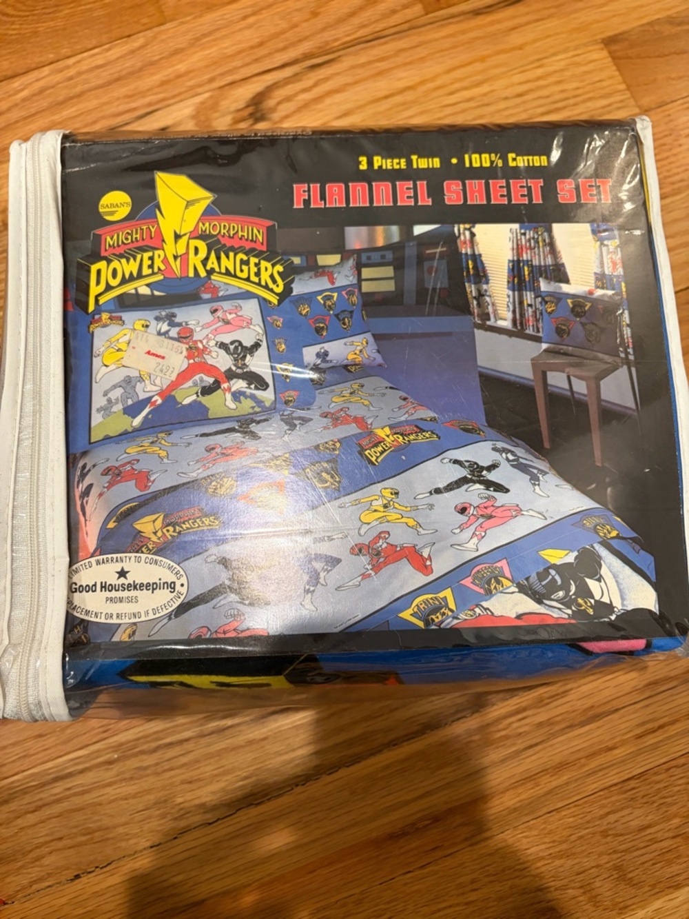 Mighty Morphin Power Rangers Twin Flannel Sheet Set Vintage 1994 NEW - Picture 2 of 5